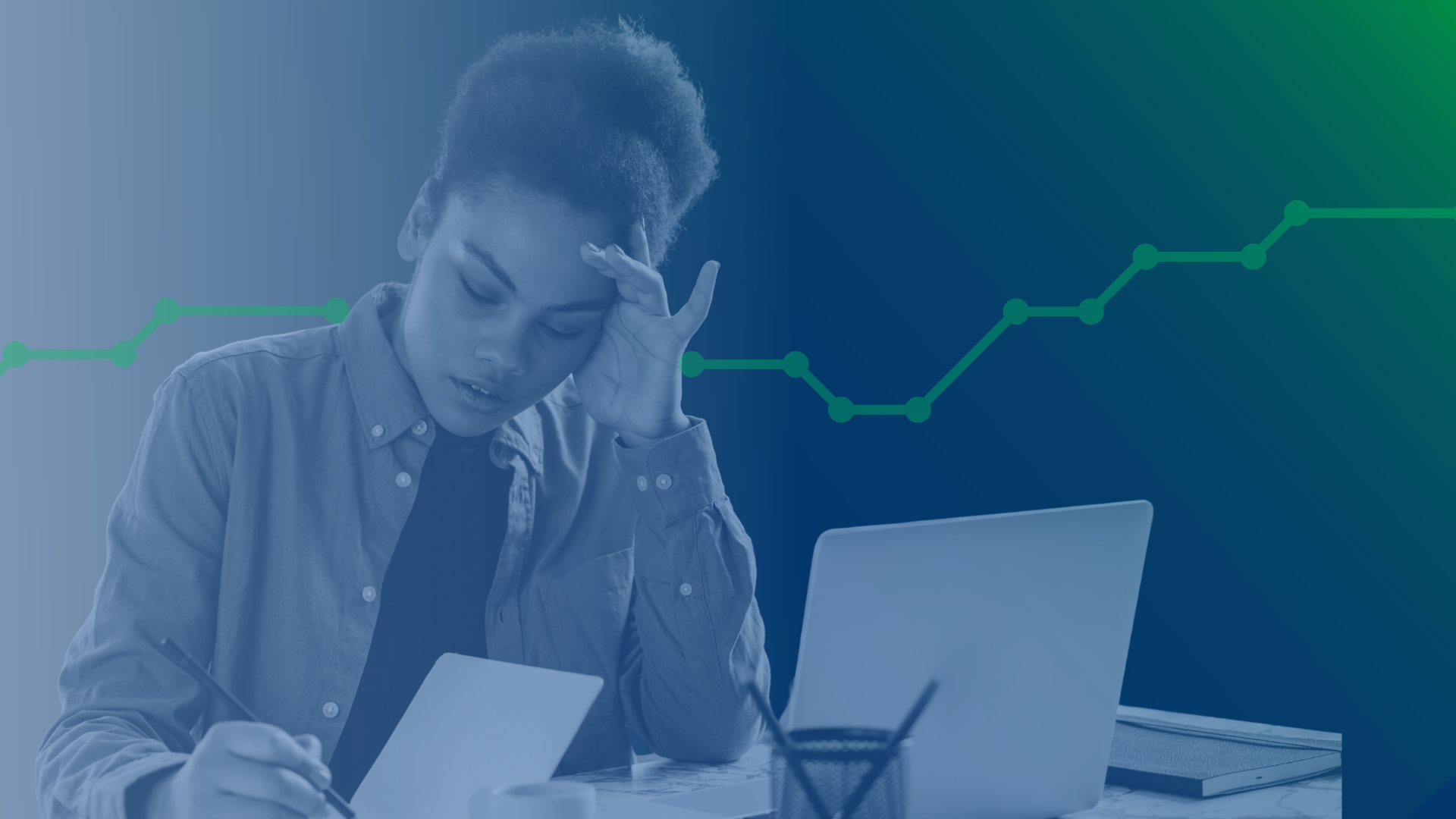 A woman thinking about revenue forecasting